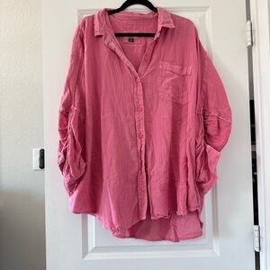 American Eagle Outfitters Pink Button-Up Top